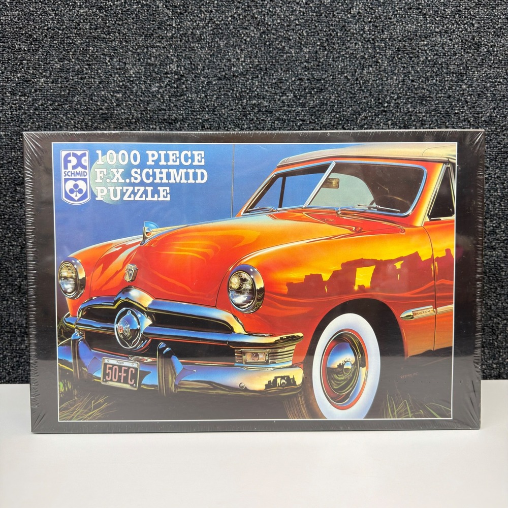 Vtg FX Schmid 1000‎ Piece Puzzle Ancient Reflection 1950 Ford Custom Car 90001